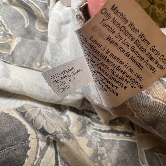 Pottery Barn Jacquelyn Medallion Organic Sateen King Duvet + 3 Euro Shams Gray - Picture 7 of 9